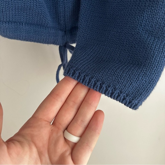 Lauren Ralph Lauren Women's Blue Detailed Knitted Cotton Sweater Large Coastal - Picture 4 of 9